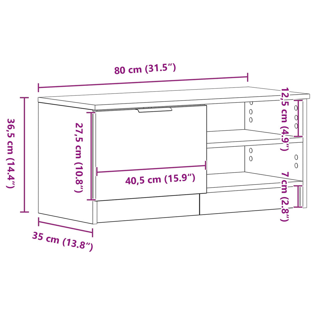 Gabinete de TV 2 pcs Roble Negro 80 x 35 x 36,5 cm