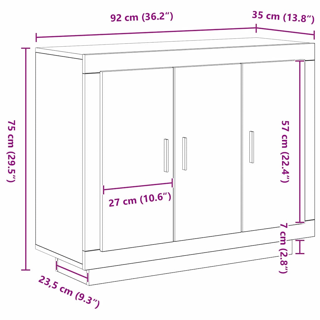 Vitrina Roble Negro 92 x 35 x 75 cm Madera contrachapada