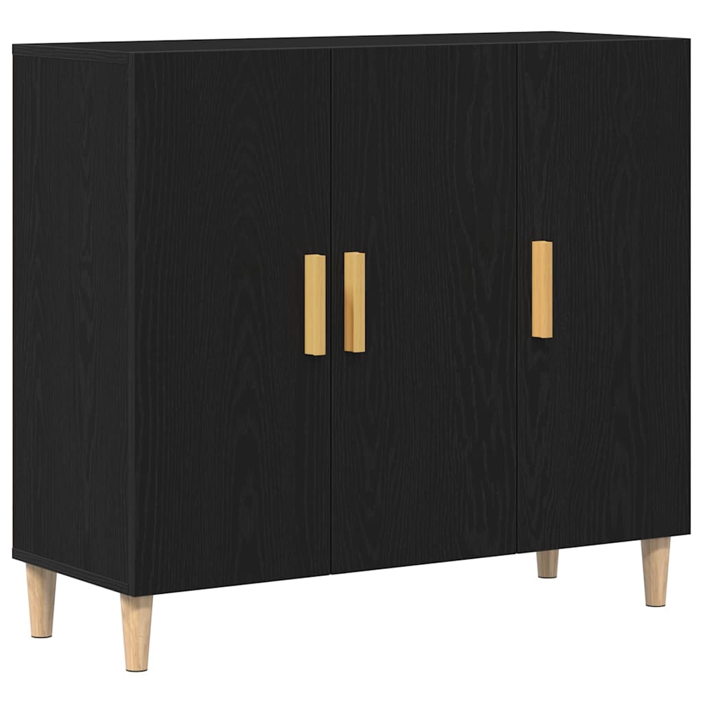 Aparador Roble Negro 90 x 34 x 80 cm Madera de ingeniería