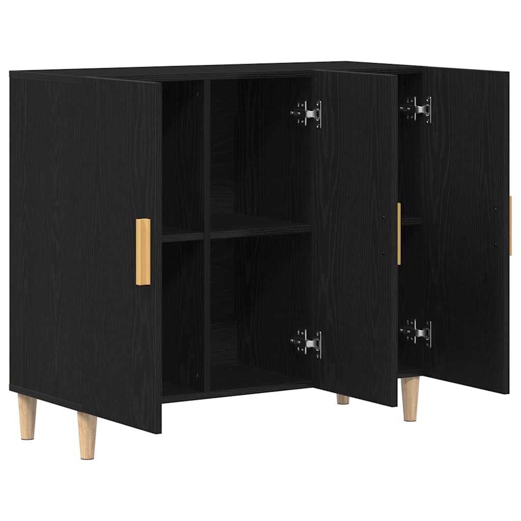 Aparador Roble Negro 90 x 34 x 80 cm Madera de ingeniería