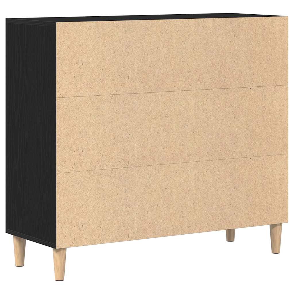 Aparador Roble Negro 90 x 34 x 80 cm Madera de ingeniería