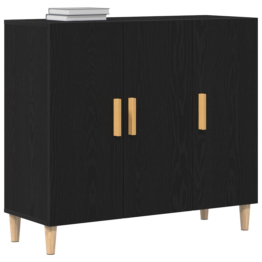 Aparador Roble Negro 90 x 34 x 80 cm Madera de ingeniería