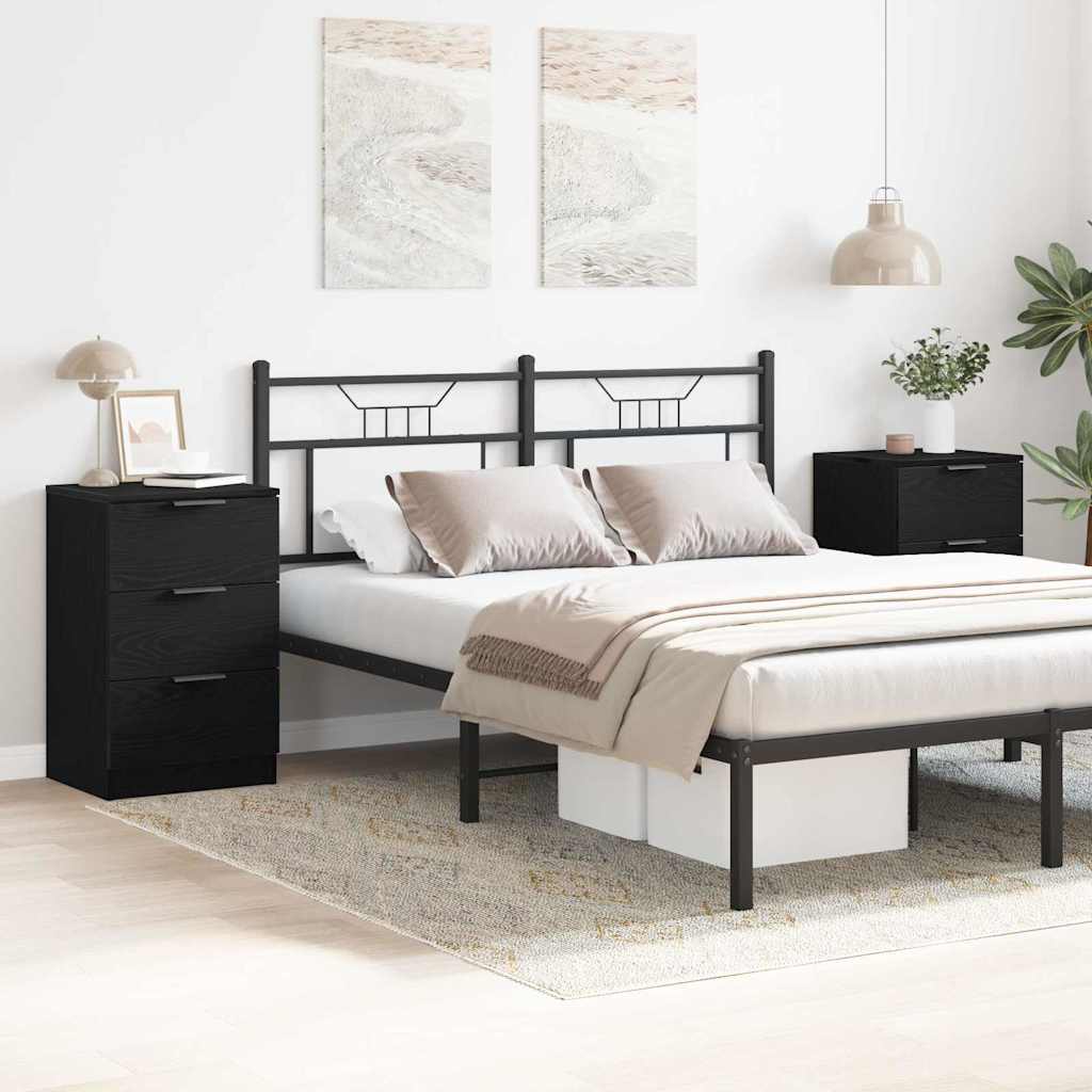 Armario de Noche con cajón 2 pcs Roble Negro 40 x 65 x 65 cm