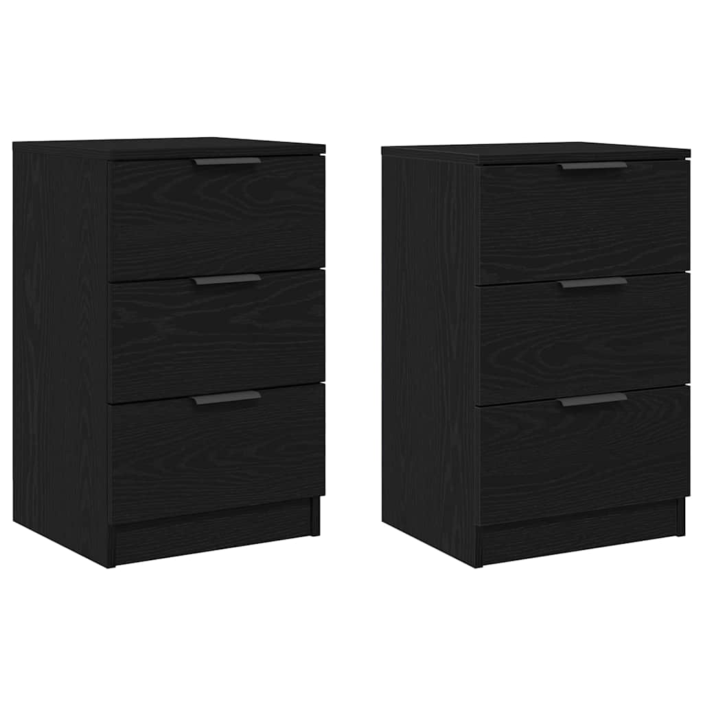 Armario de Noche con cajón 2 pcs Roble Negro 40 x 65 x 65 cm