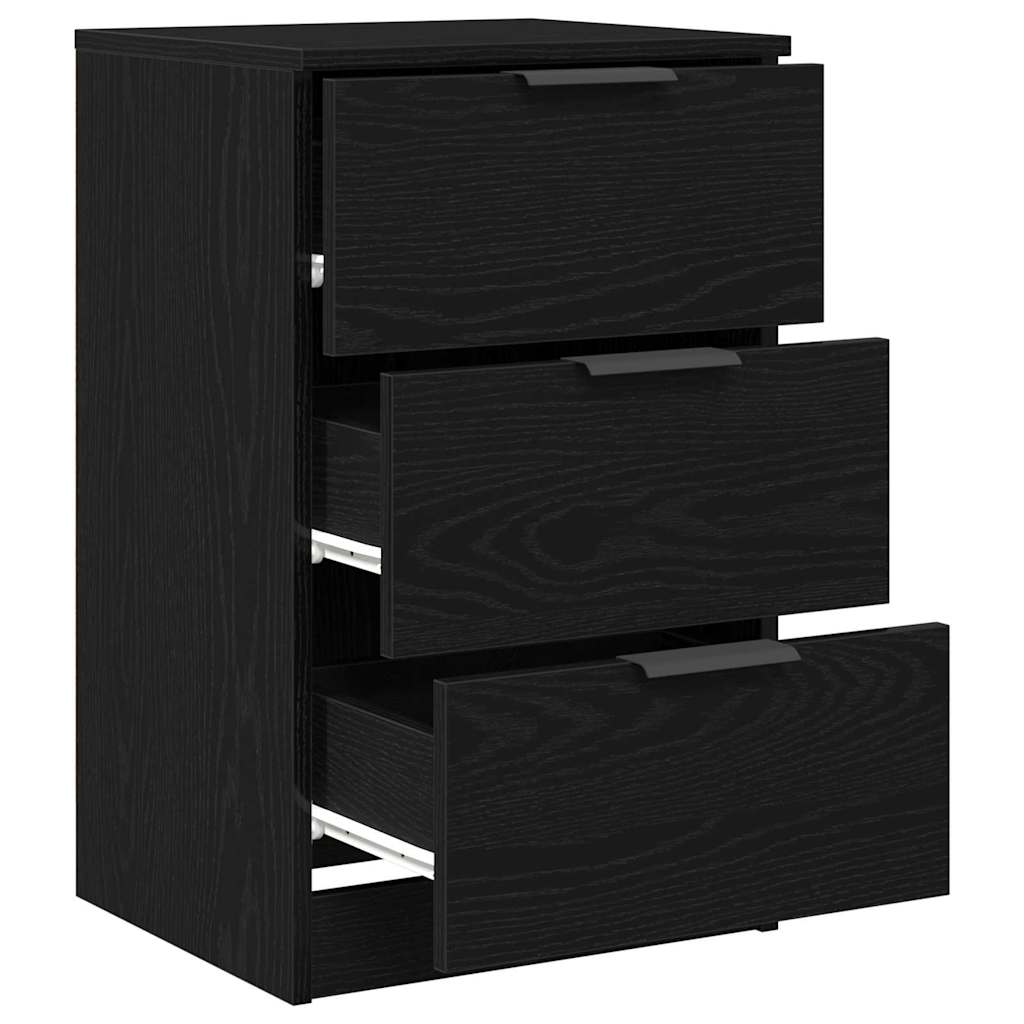 Armario de Noche con cajón 2 pcs Roble Negro 40 x 65 x 65 cm