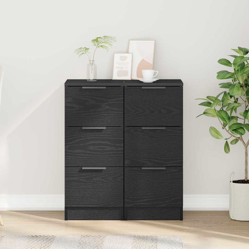 Vitrina 2 pcs Roble Negro 30 x 30 x 70 cm Madera contrachapada
