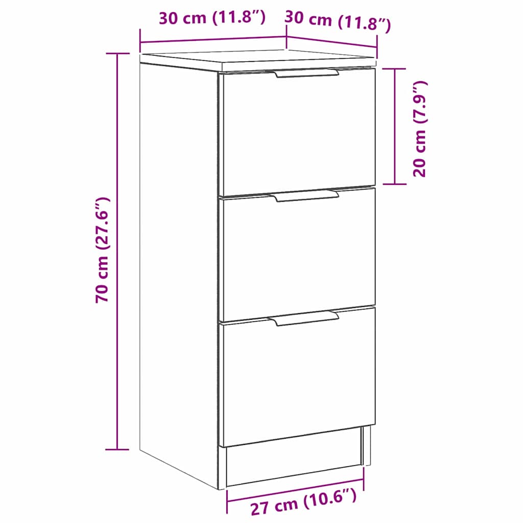 Vitrina 2 pcs Roble Negro 30 x 30 x 70 cm Madera contrachapada