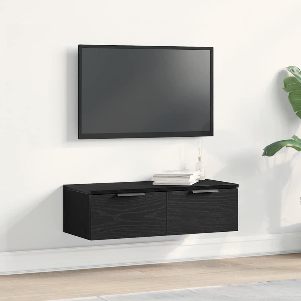 Mueble de pared con cajón Roble Negro 68 x 30 x 20 cm
