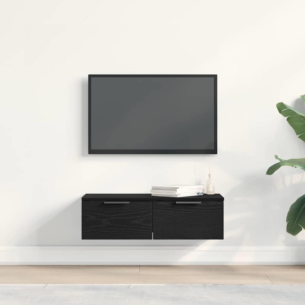 Mueble de pared con cajón Roble Negro 68 x 30 x 20 cm