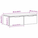 Mueble de pared con cajón Roble Negro 68 x 30 x 20 cm