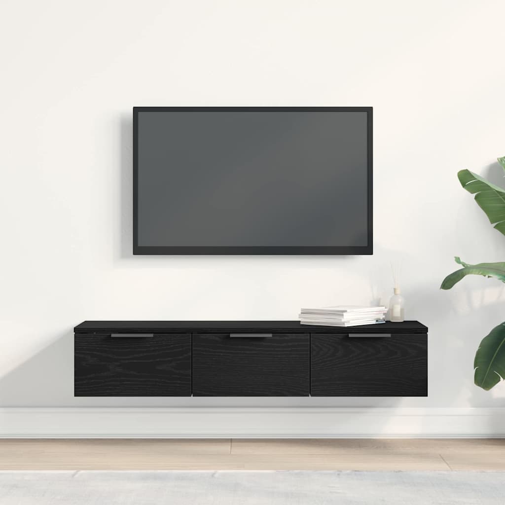 Mueble de pared con cajón Roble Negro 102 x 30 x 20 cm