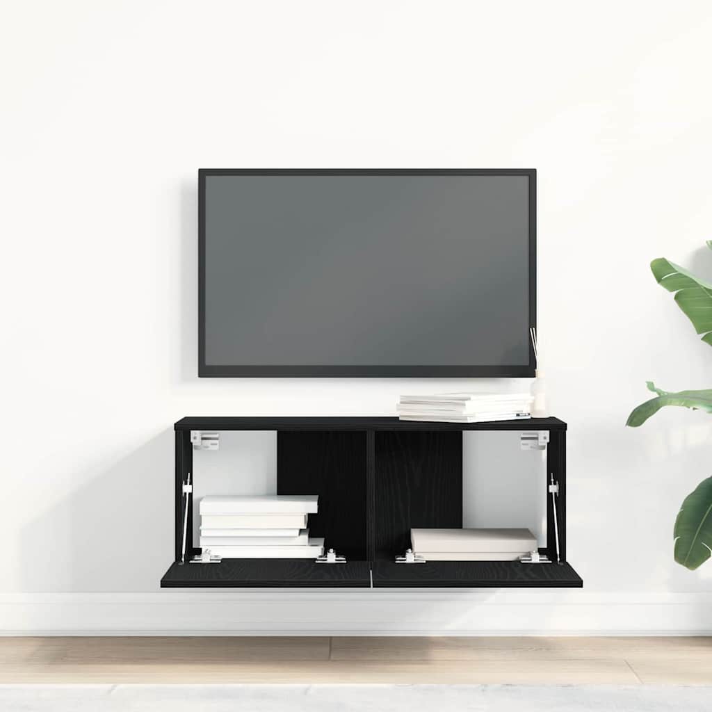 Gabinete de TV 2 pcs Roble Negro 80 x 30 x 30 cm