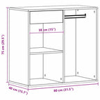 Gabinete de Cosméticos con cajón Roble Negro 80 x 40 x 75 cm
