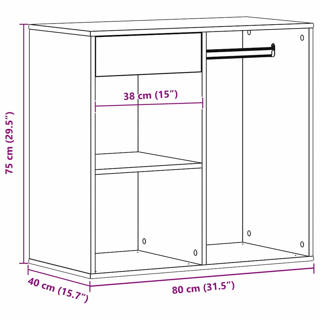 Gabinete de Cosméticos con cajón Roble Negro 80 x 40 x 75 cm