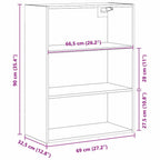 Armario de pared colgante Roble Negro 69,5 x 32,5 x 90 cm