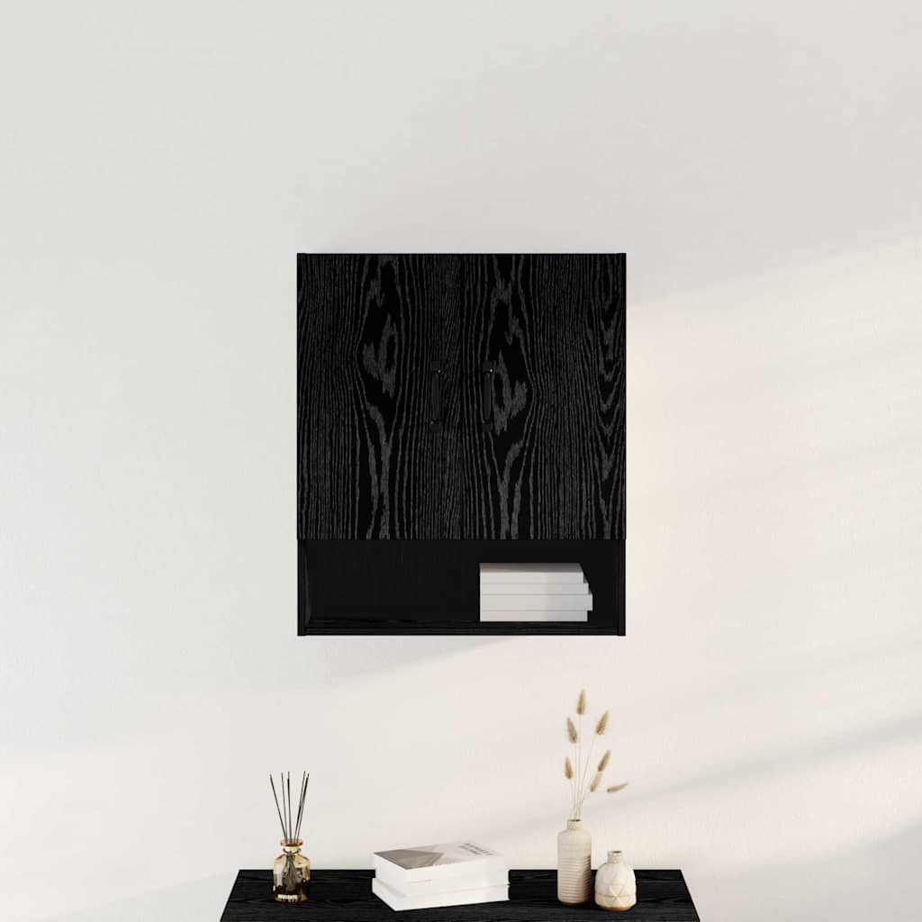Mueble de pared Montaje en la pared Roble Negro 60 x 30 x 70 cm