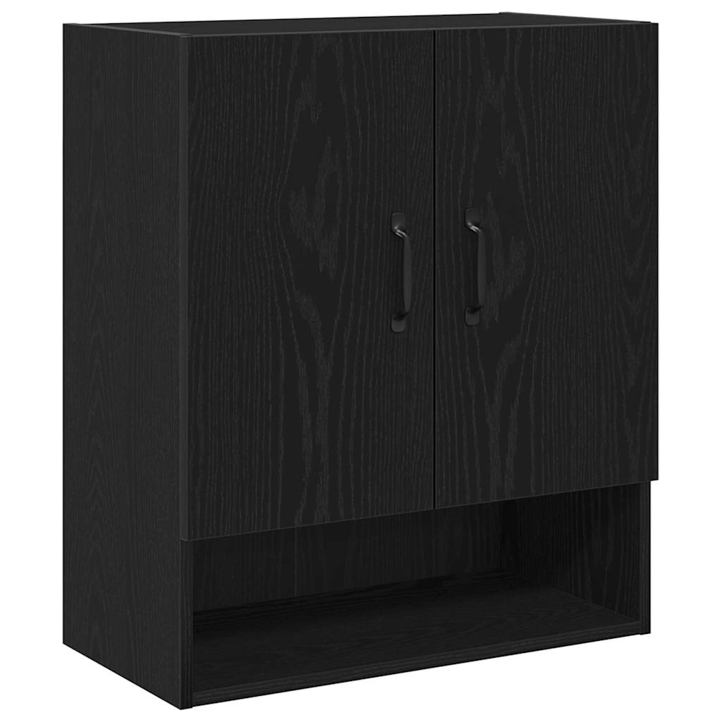 Mueble de pared Montaje en la pared Roble Negro 60 x 30 x 70 cm