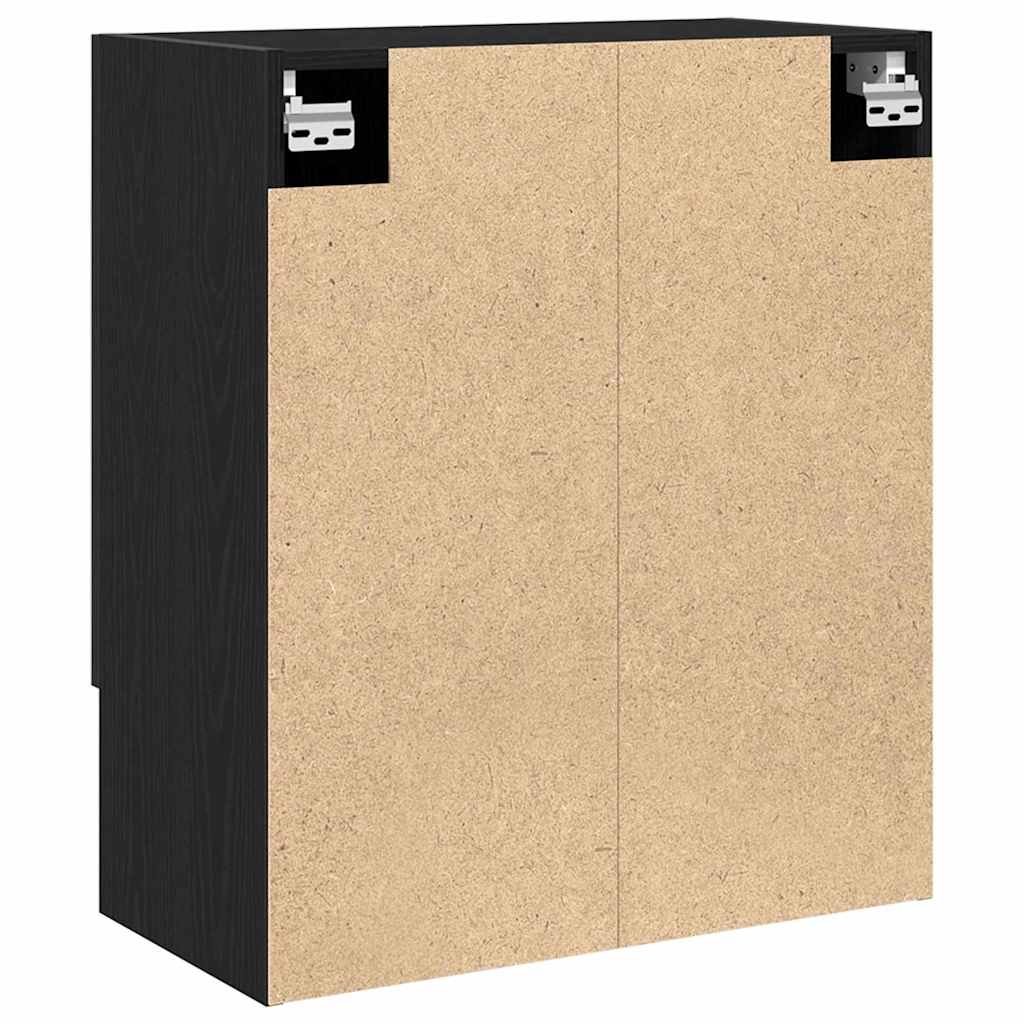 Mueble de pared Montaje en la pared Roble Negro 60 x 30 x 70 cm