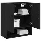 Mueble de pared Montaje en la pared Roble Negro 60 x 30 x 70 cm