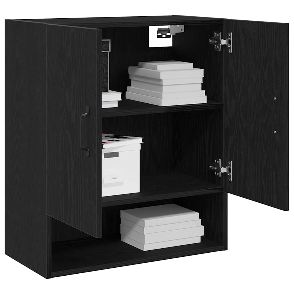 Mueble de pared Montaje en la pared Roble Negro 60 x 30 x 70 cm