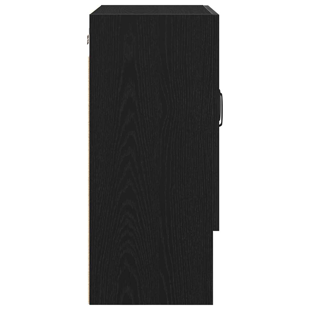 Mueble de pared Montaje en la pared Roble Negro 60 x 30 x 70 cm