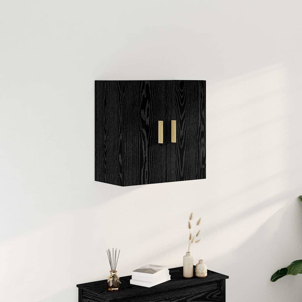 Mueble de pared Montaje en la pared Roble Negro 60 x 30 x 60 cm