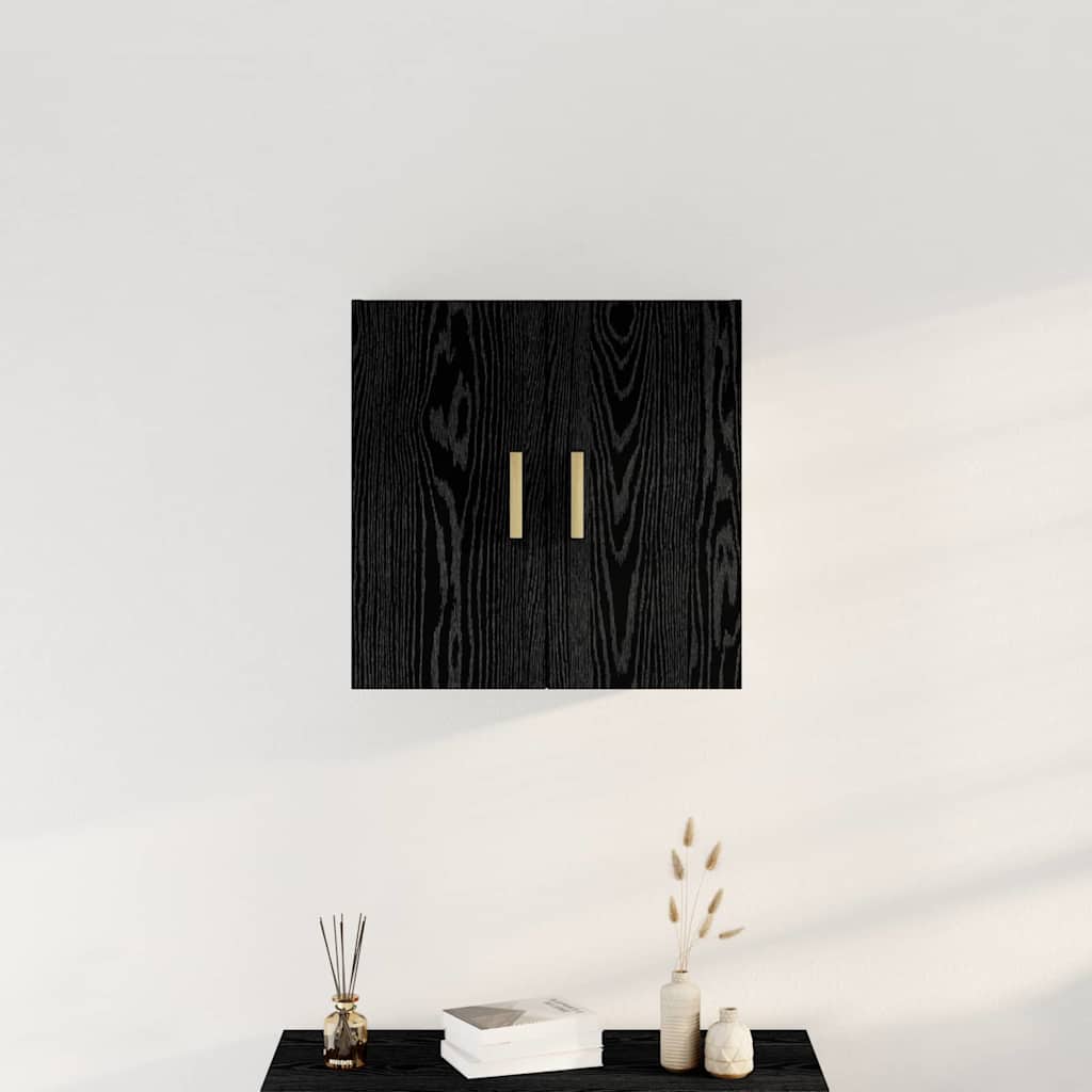 Mueble de pared Montaje en la pared Roble Negro 60 x 30 x 60 cm