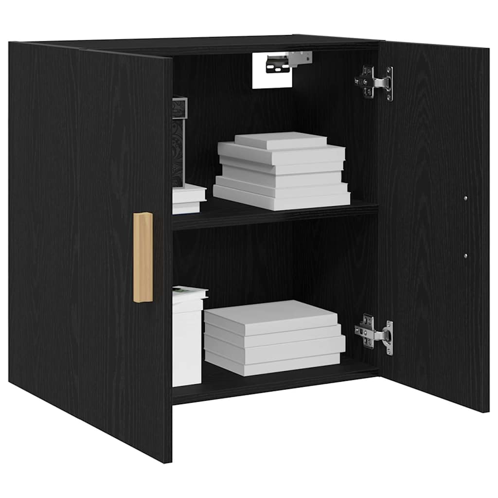 Mueble de pared Montaje en la pared Roble Negro 60 x 30 x 60 cm