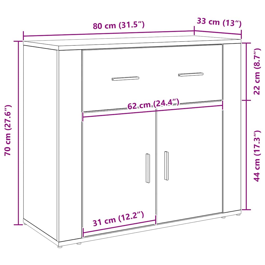 Vitrina Roble Negro 80 x 33 x 70 cm Madera contrachapada