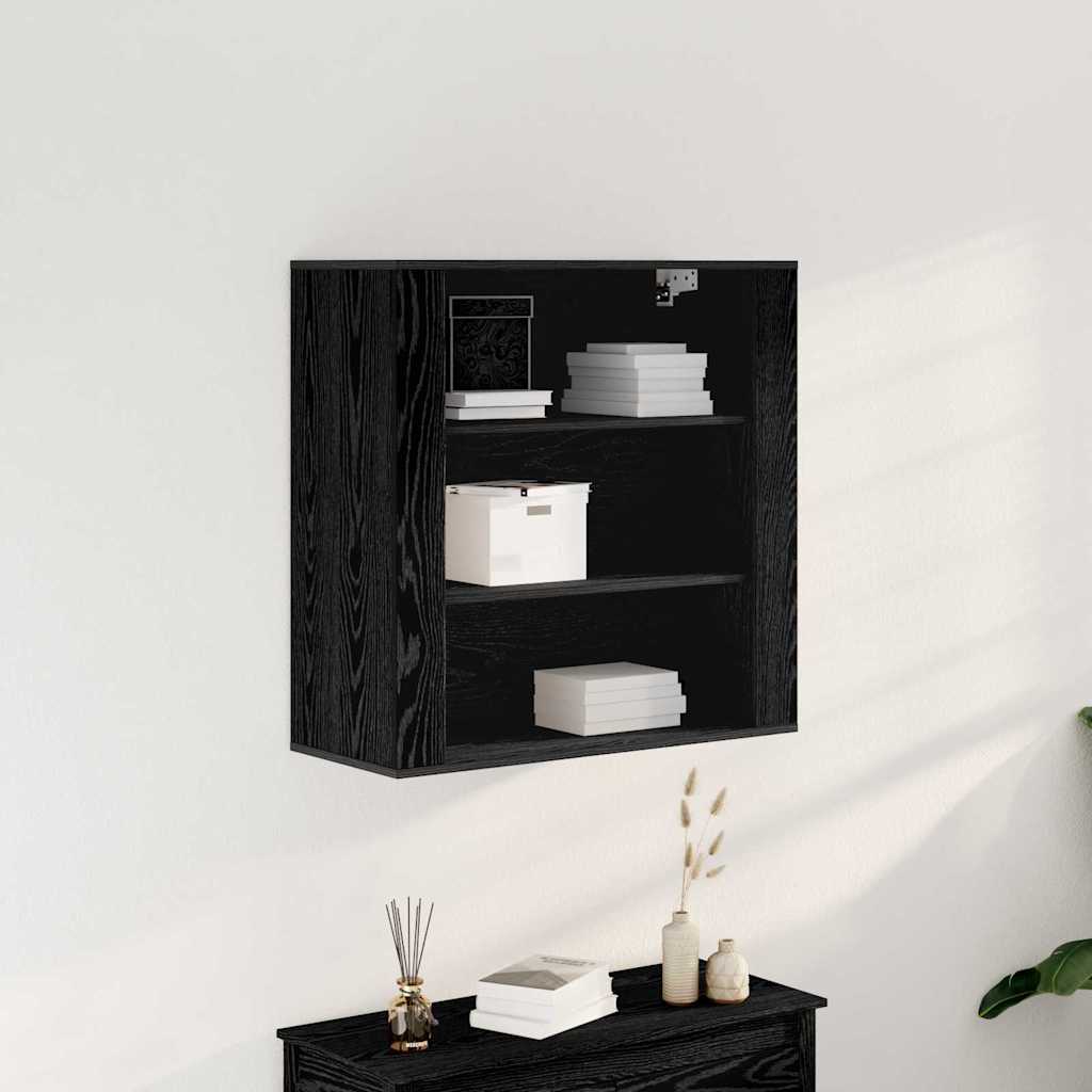 Mueble de pared con estante Roble Negro 80 x 33 x 80 cm