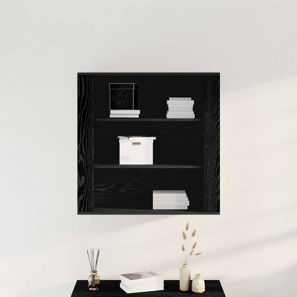 Mueble de pared con estante Roble Negro 80 x 33 x 80 cm