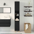 Gabinete de Baño con estante Roble Negro 30 x 30 x 190 cm