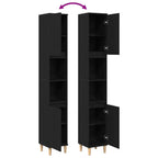 Gabinete de Baño con estante Roble Negro 30 x 30 x 190 cm