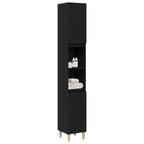 Gabinete de Baño con estante Roble Negro 30 x 30 x 190 cm