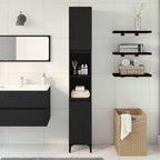 Gabinete de Baño con estante Roble Negro 30 x 30 x 190 cm