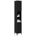Gabinete de Baño con estante Roble Negro 30 x 30 x 190 cm