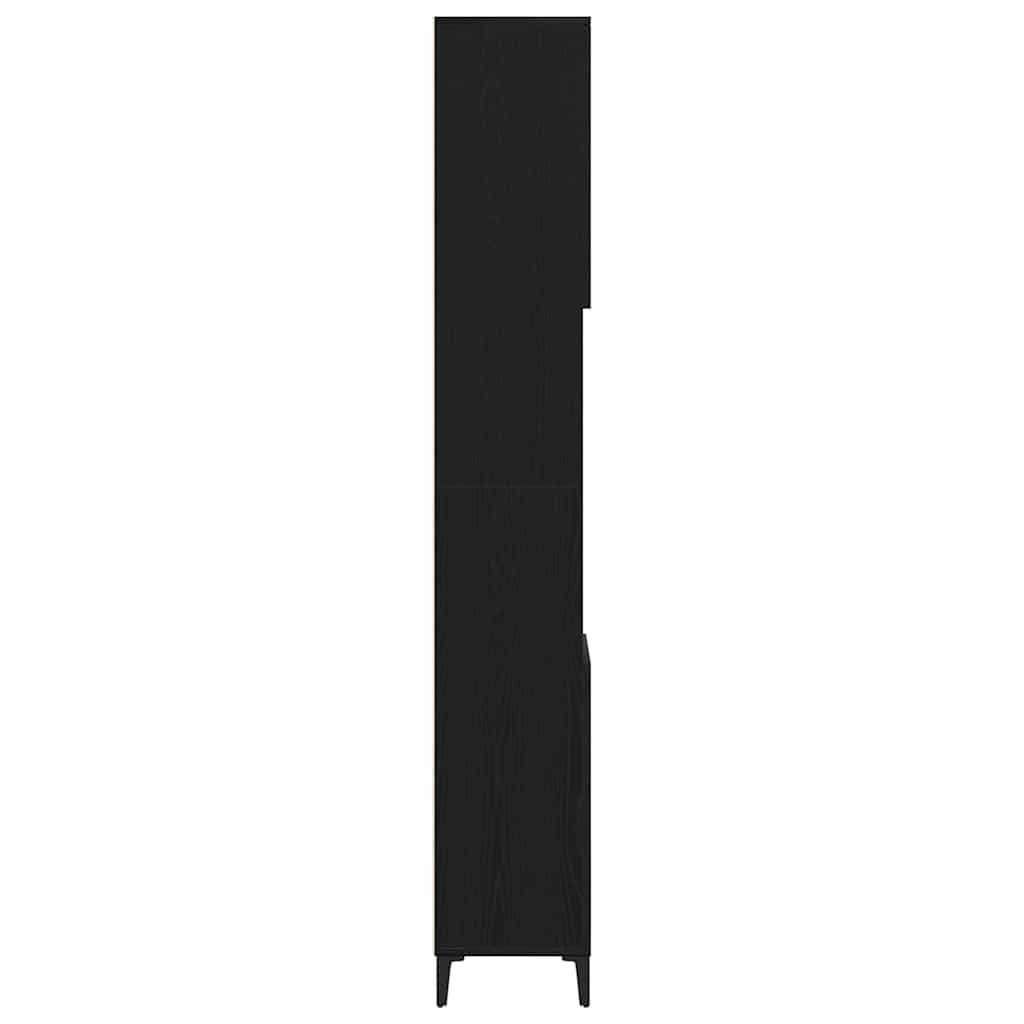 Gabinete de Baño con estante Roble Negro 30 x 30 x 190 cm