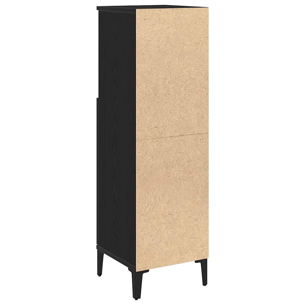 Gabinete de Baño con estante Roble Negro 30 x 30 x 100 cm