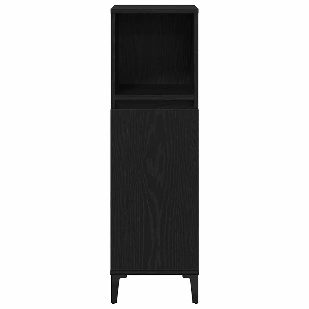 Gabinete de Baño con estante Roble Negro 30 x 30 x 100 cm