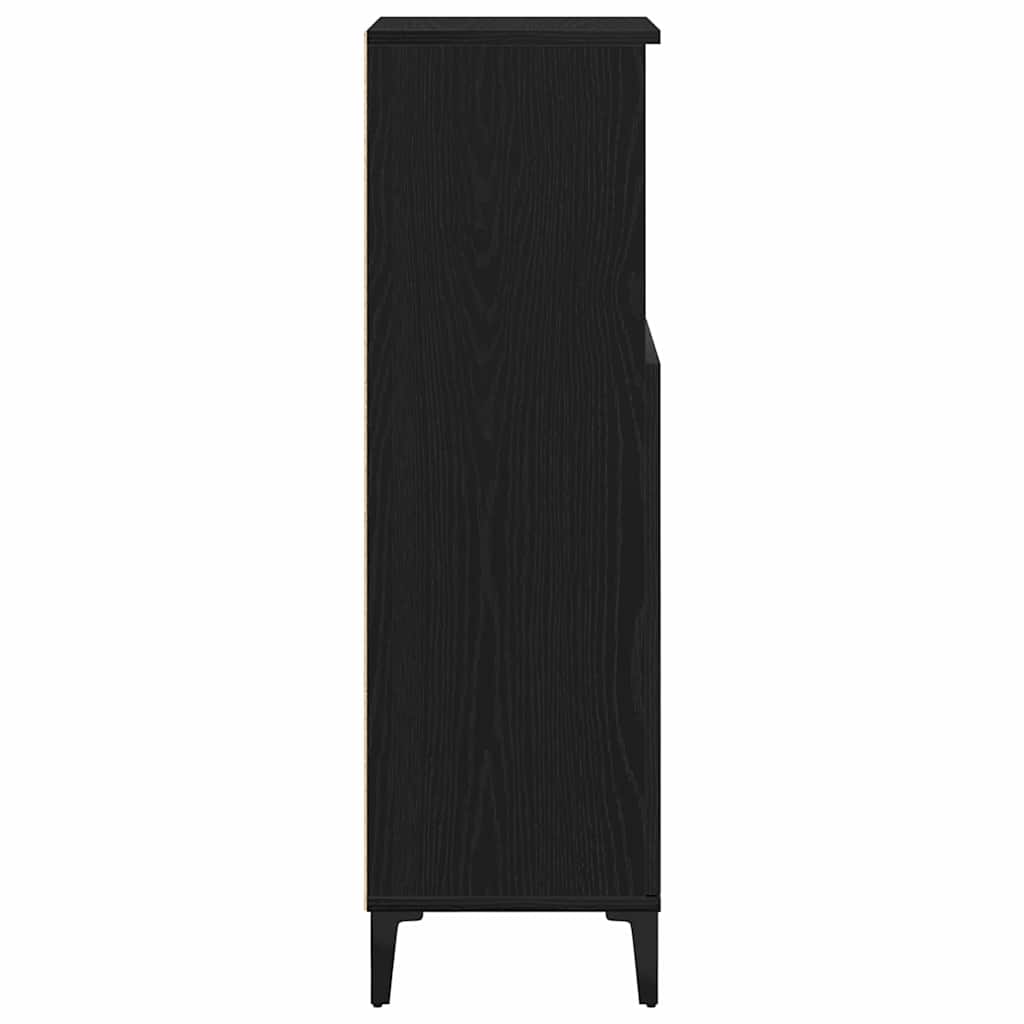 Gabinete de Baño con estante Roble Negro 30 x 30 x 100 cm