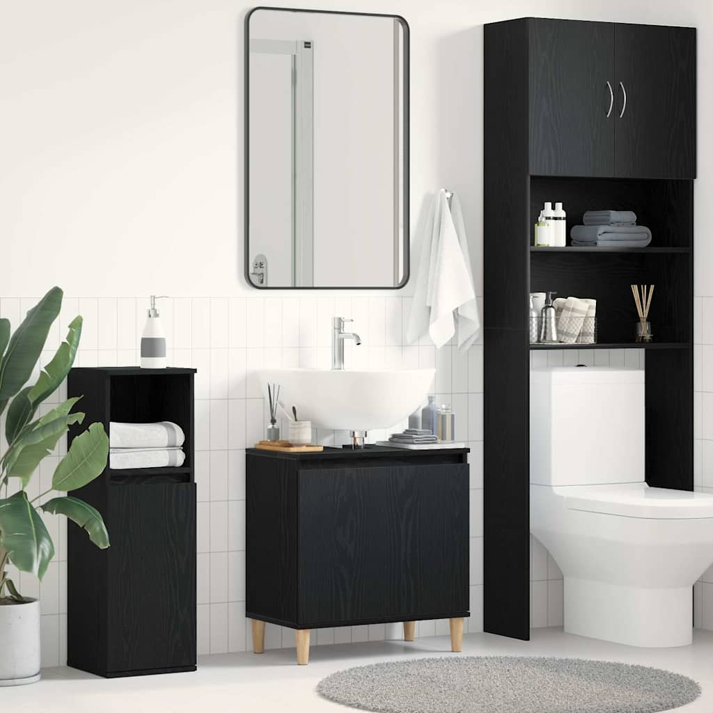 Gabinete de Lavabo para Baño Roble Negro 58 x 33 x 60 cm