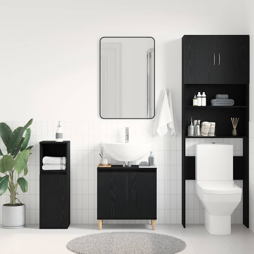 Gabinete de Lavabo para Baño Roble Negro 58 x 33 x 60 cm