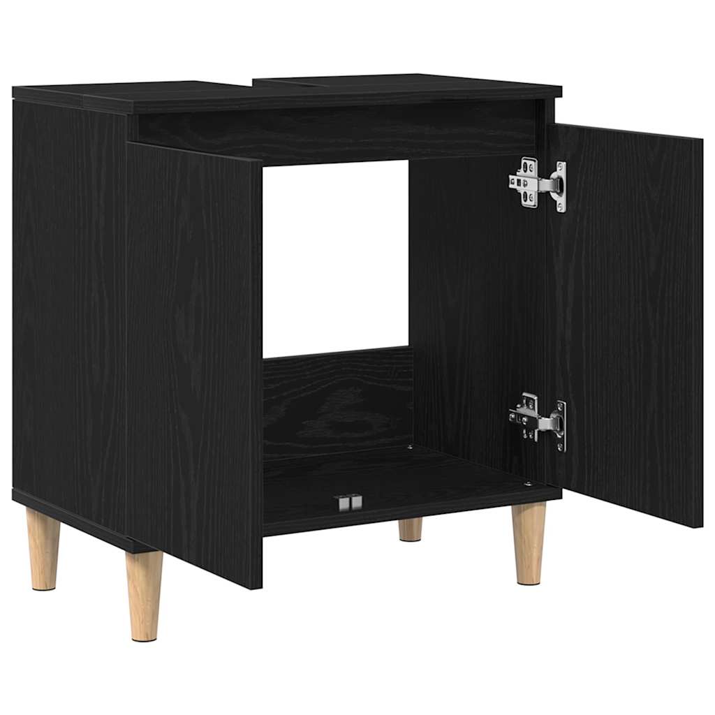 Gabinete de Lavabo para Baño Roble Negro 58 x 33 x 60 cm