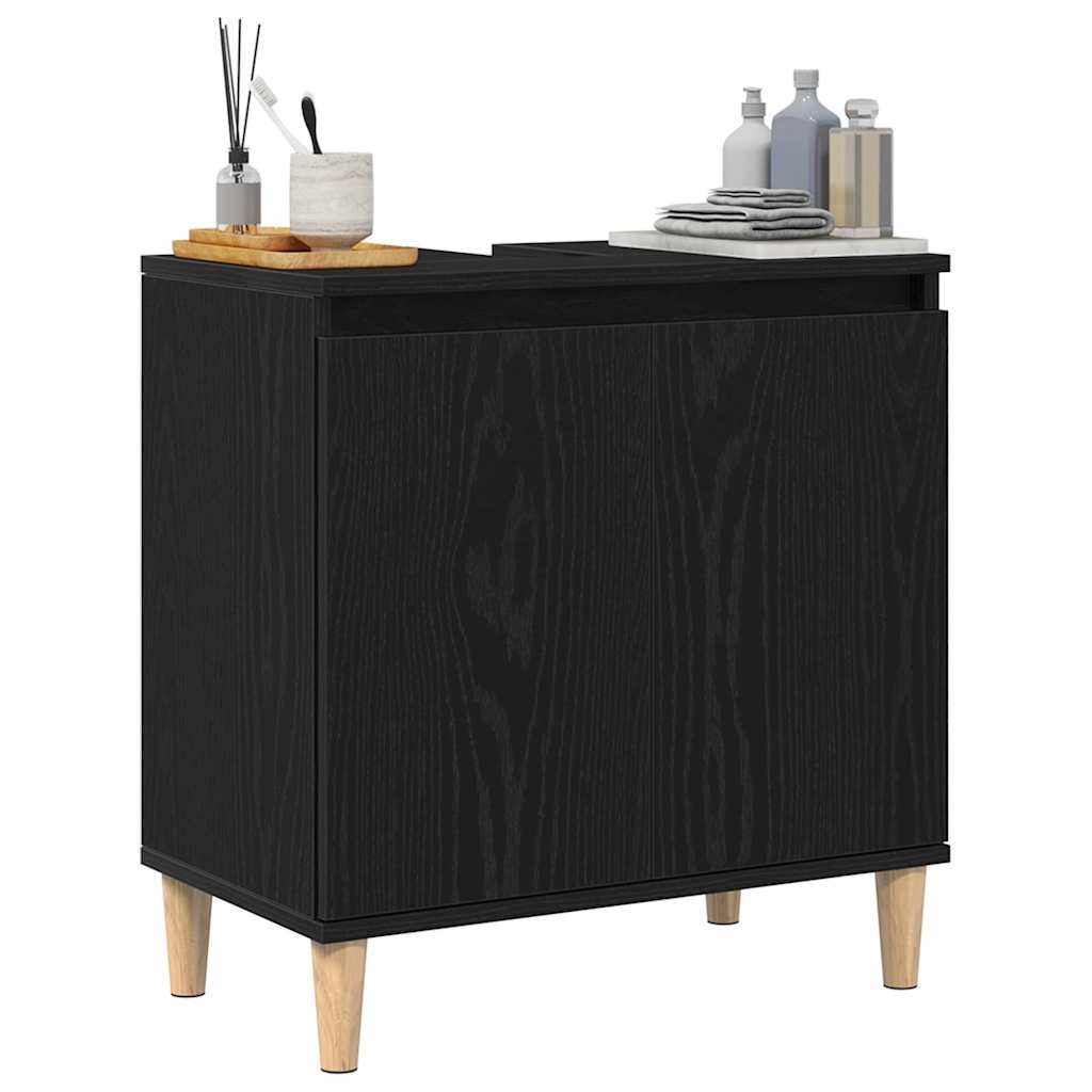 Gabinete de Lavabo para Baño Roble Negro 58 x 33 x 60 cm