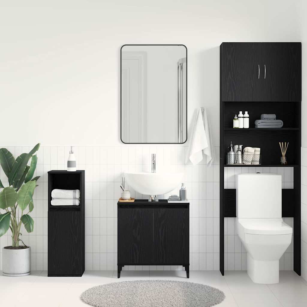 Gabinete de Lavabo para Baño Roble Negro 58 x 33 x 60 cm