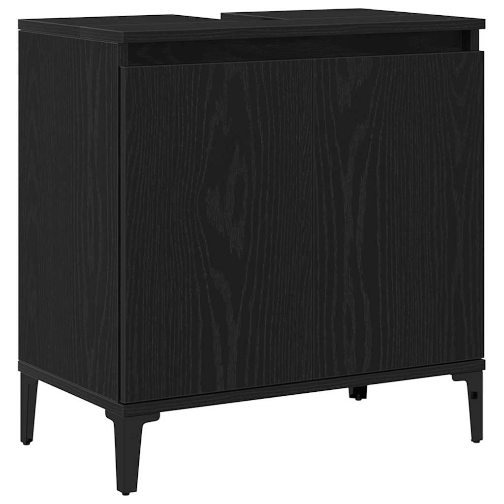 Gabinete de Lavabo para Baño Roble Negro 58 x 33 x 60 cm