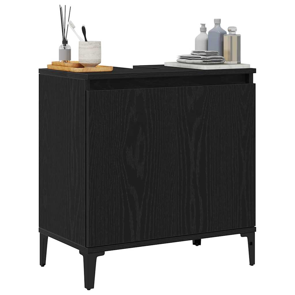 Gabinete de Lavabo para Baño Roble Negro 58 x 33 x 60 cm