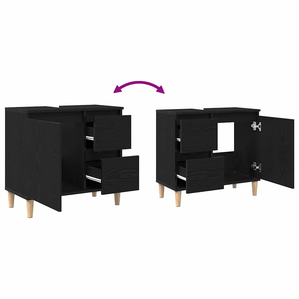 Gabinete de Baño con cajón Roble Negro 65 x 33 x 60 cm