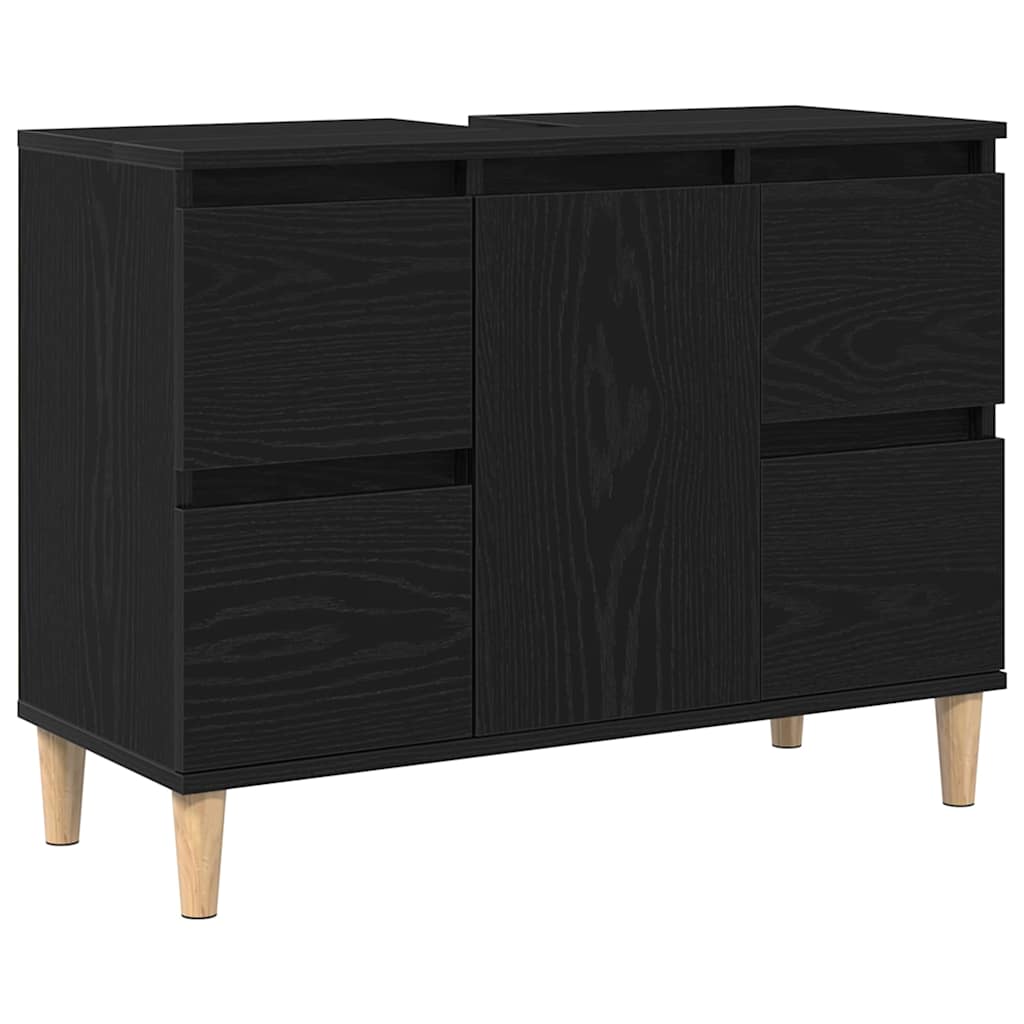 Gabinete de Lavabo para Baño Roble Negro 80 x 33 x 60 cm