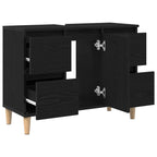 Gabinete de Lavabo para Baño Roble Negro 80 x 33 x 60 cm